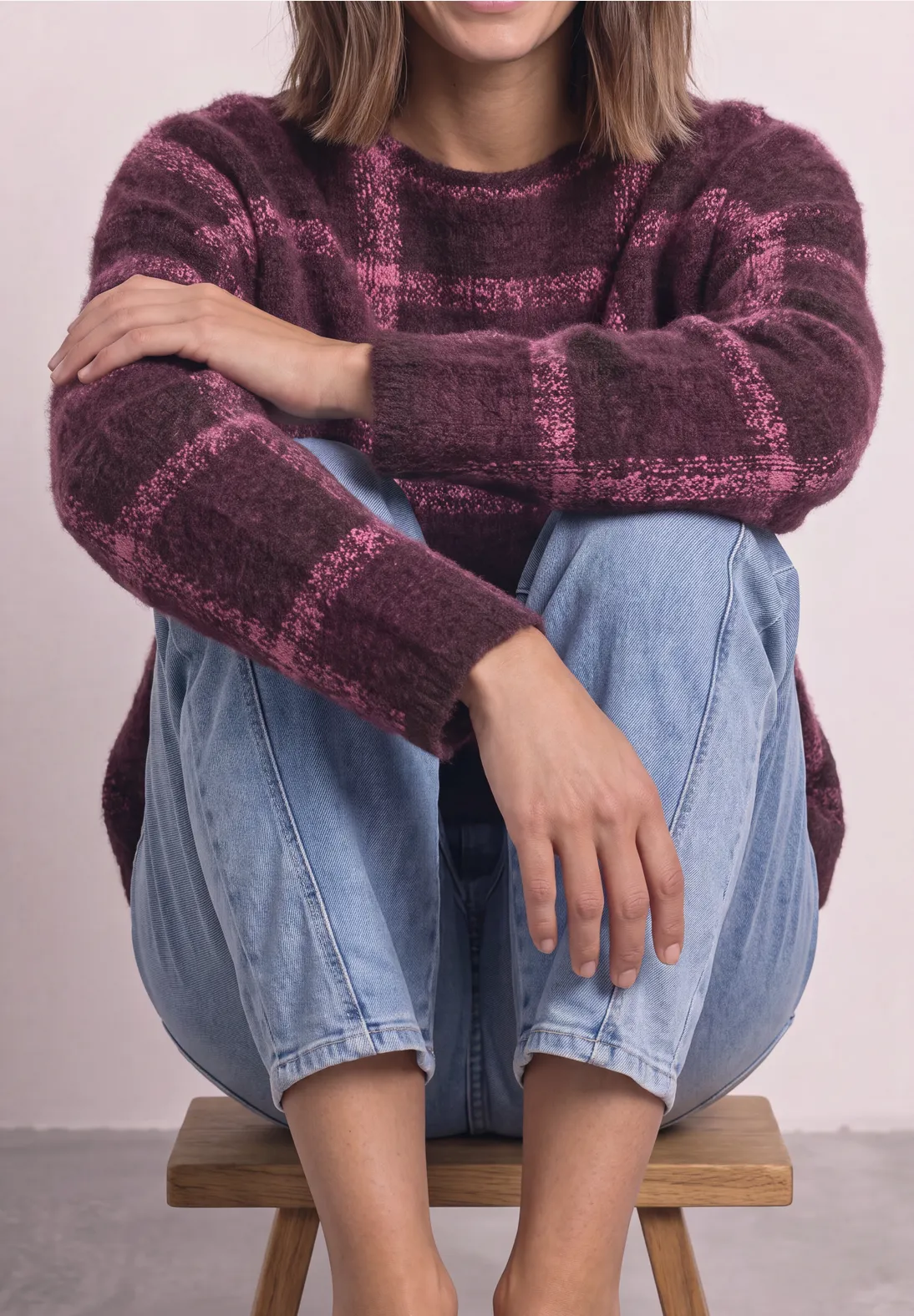 Street One Shirt mit Karo Muster - Rustic Rouge