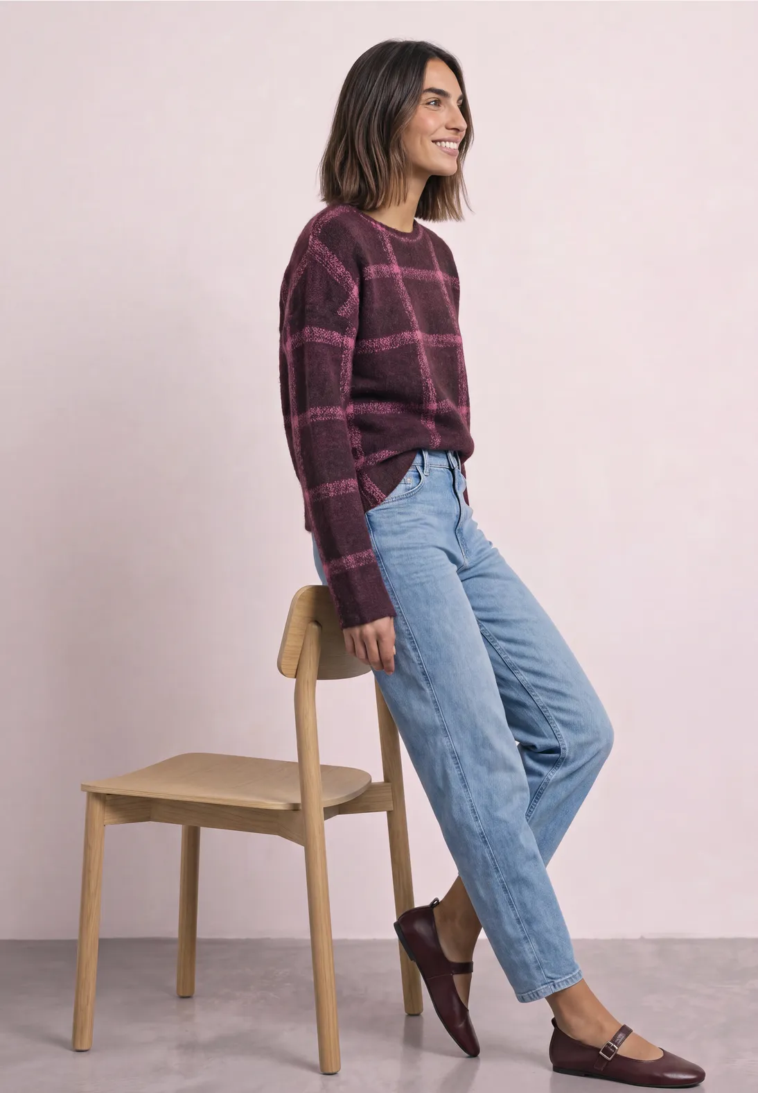 Street One Shirt mit Karo Muster - Rustic Rouge