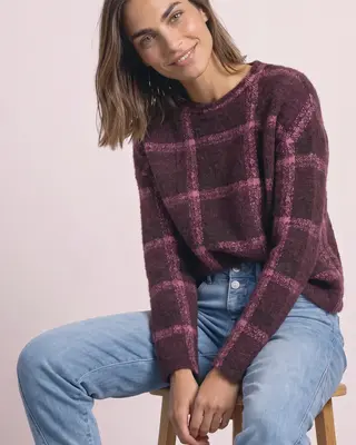 Street One Shirt mit Karo Muster - Rustic Rouge