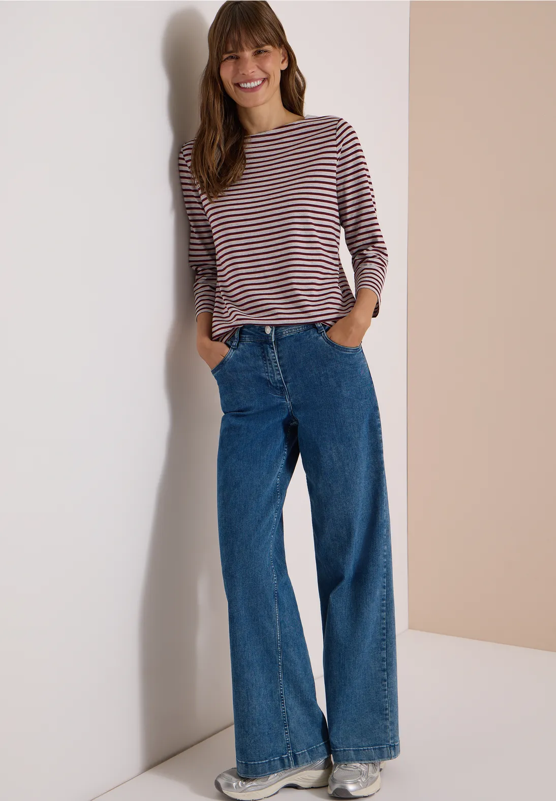 Cecil Shirt met 3/4-Mouw - Light Grey Melange