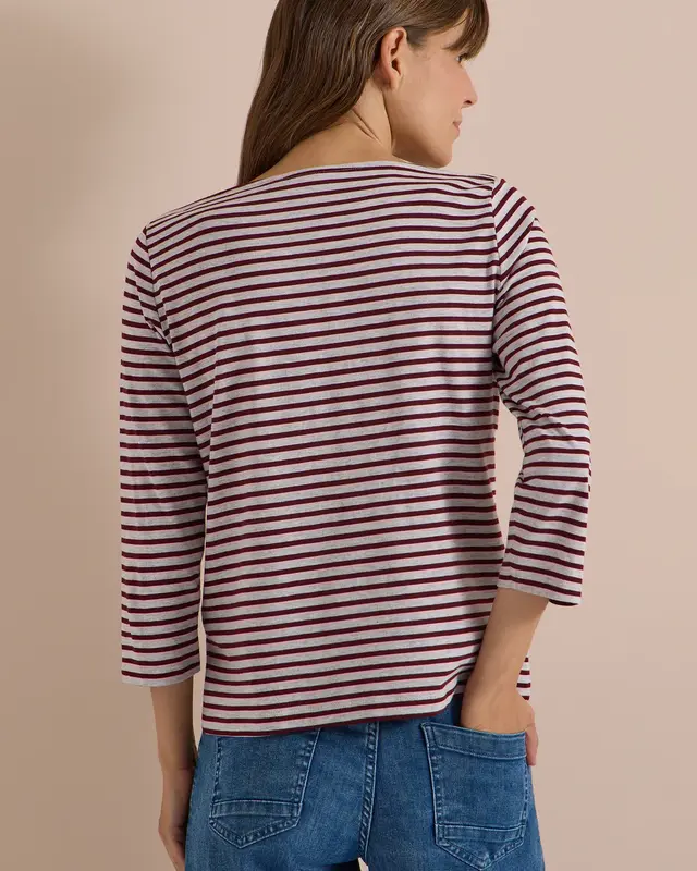 Cecil Shirt met 3/4-Mouw - Light Grey Melange