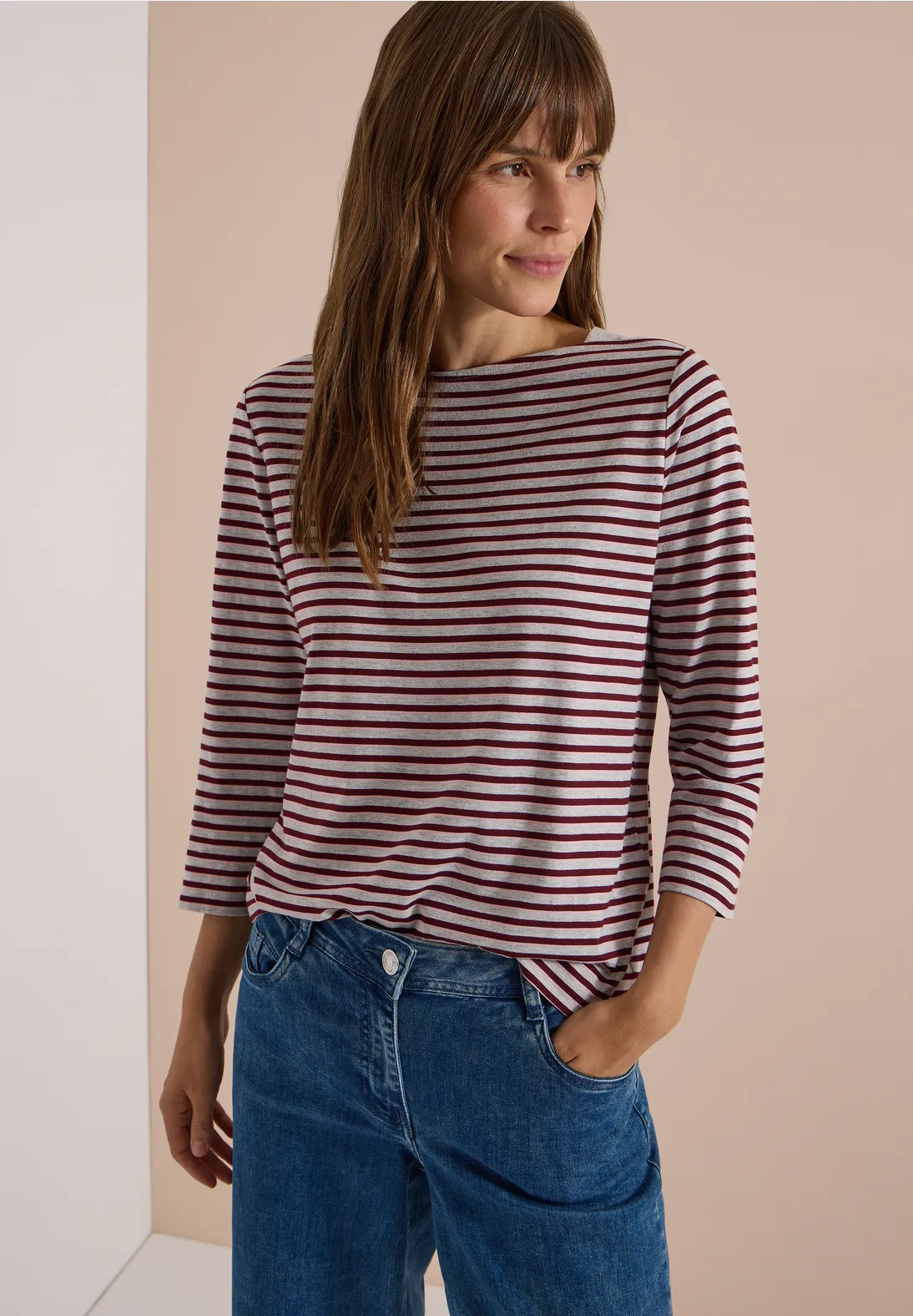 Cecil Shirt mit 3/4-Arm -  Light Grey Melange