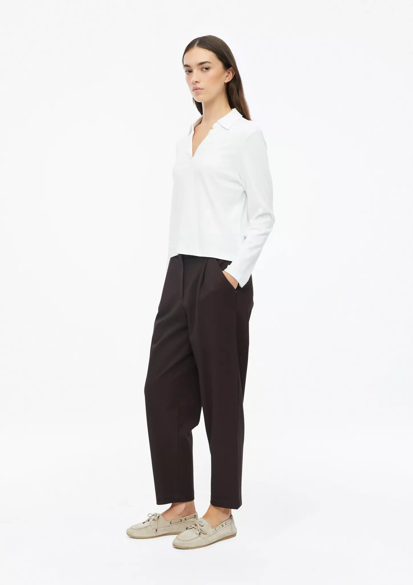 S. Oliver Broek met Plooien - Dark Brown