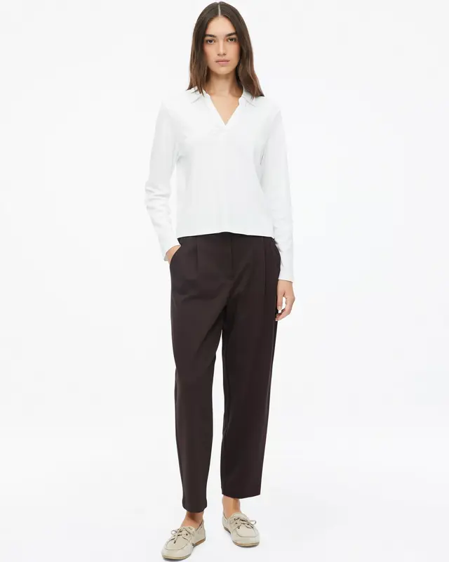S. Oliver Broek met Plooien - Dark Brown