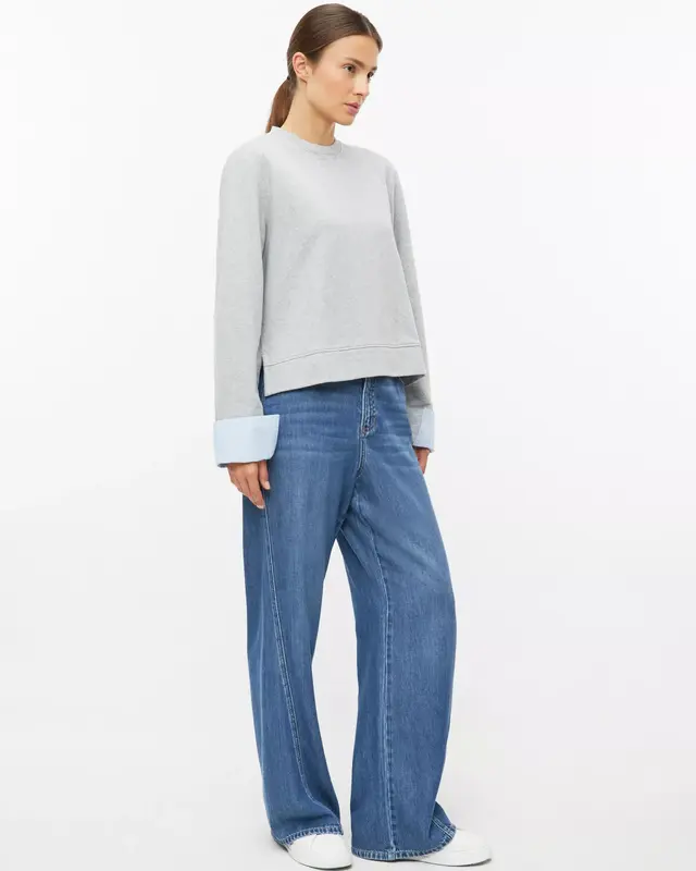 S. Oliver Sweatshirt with Detachable Cuffs - Grey