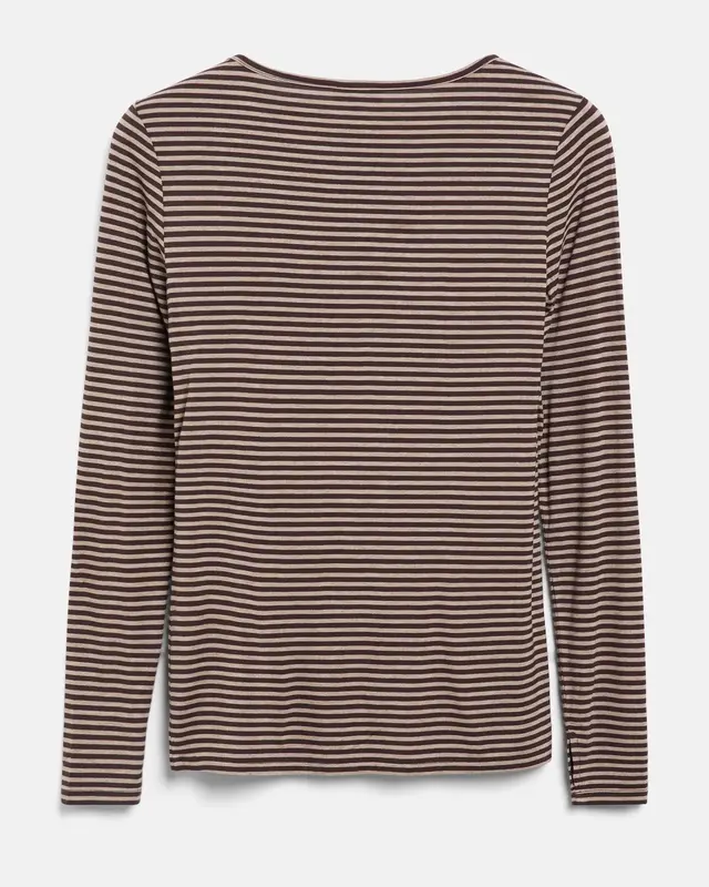 S. Oliver Slim Fit Longsleeve, Striped - Dark Brown