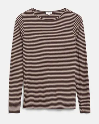 S. Oliver Slim Fit Longsleeve, Streifen - Dark Brown
