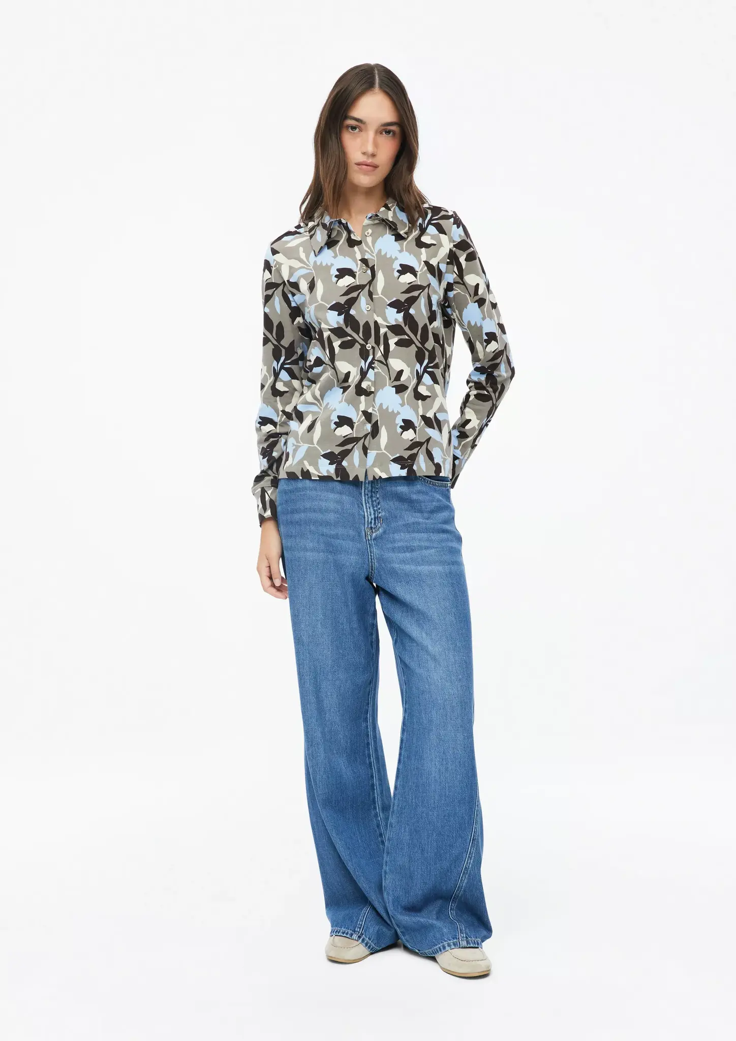S. Oliver Jersey Blouse met Print - Beige