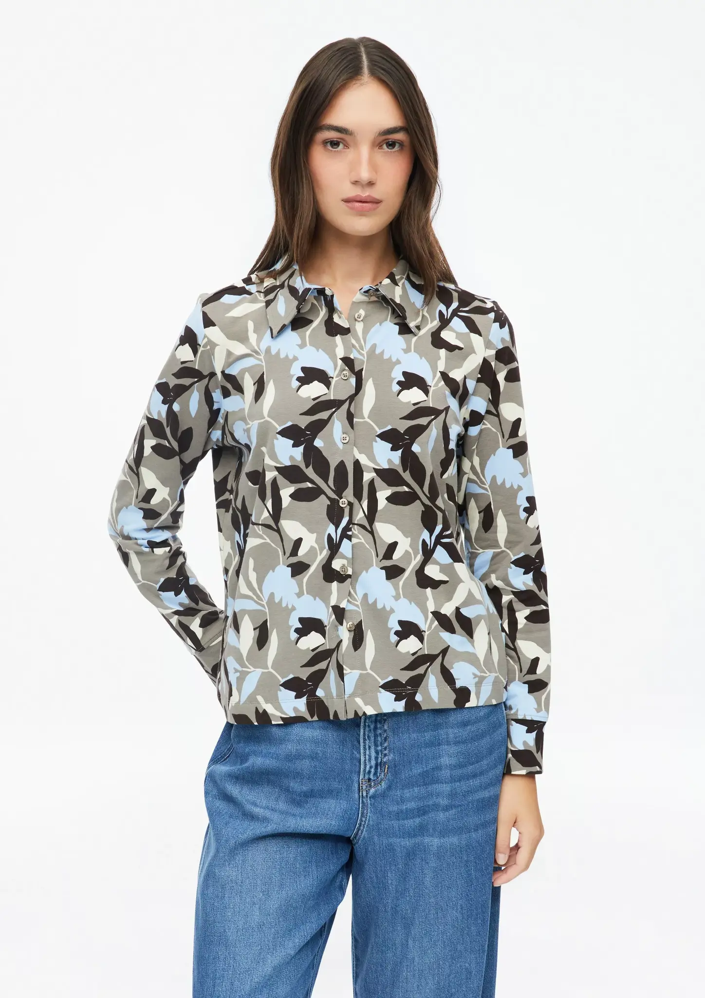 S. Oliver Jersey Blouse met Print - Beige