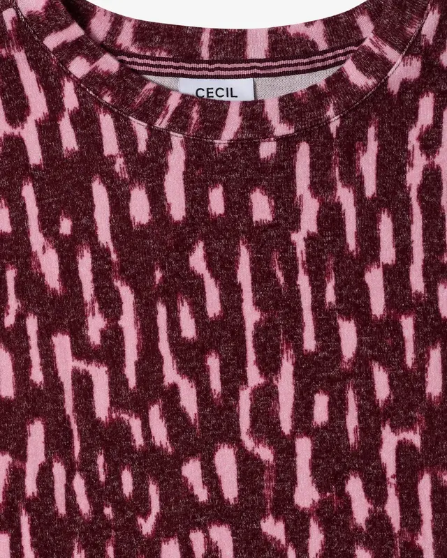 Cecil Shirt met Lange Mouwen - Red Wine Melange