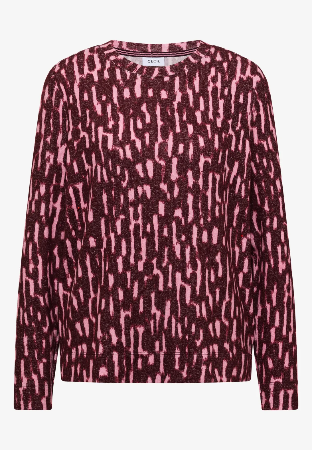 Cecil Langarm Shirt mit Print - Red Wine Melange
