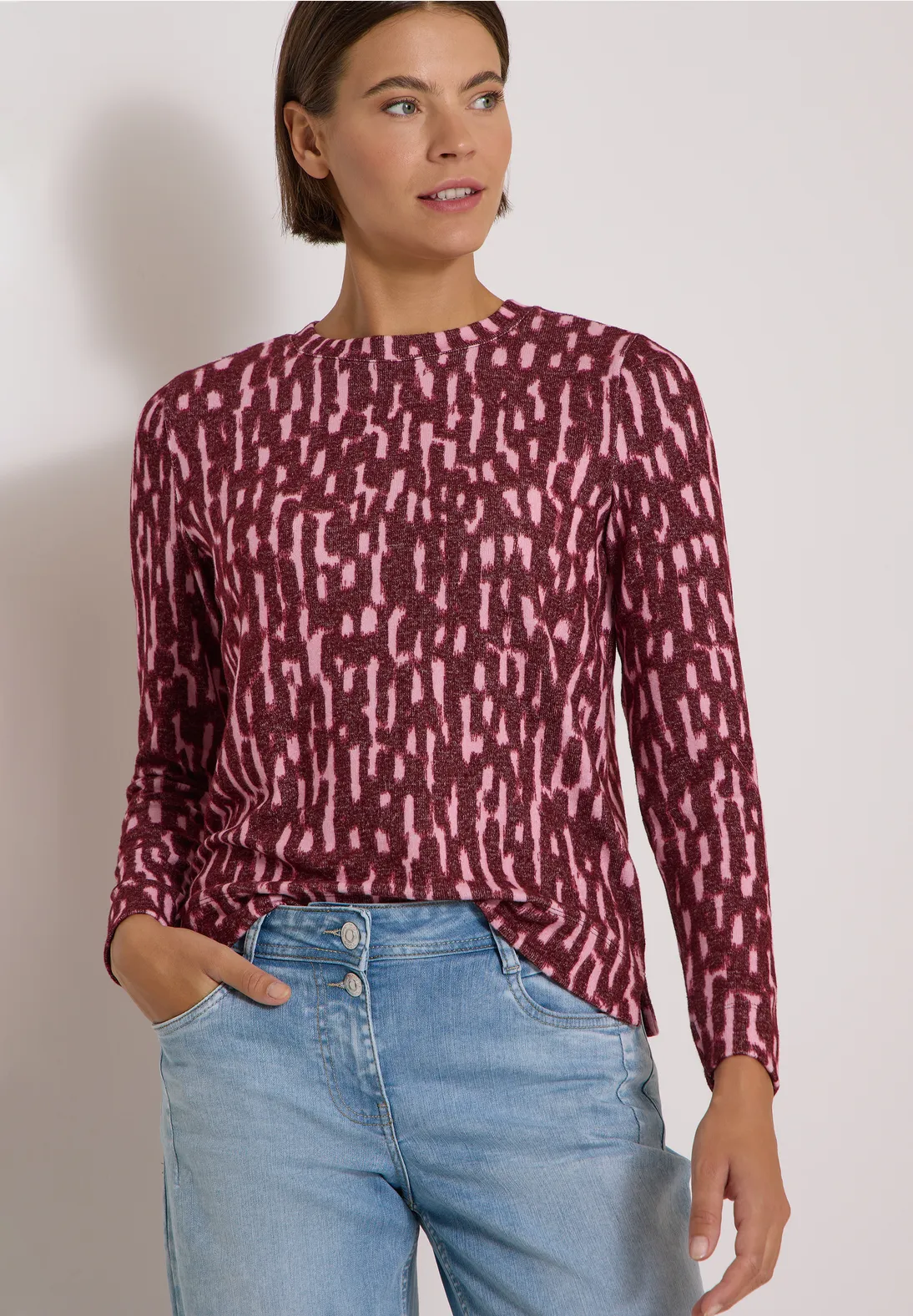 Cecil Shirt met Lange Mouwen - Red Wine Melange