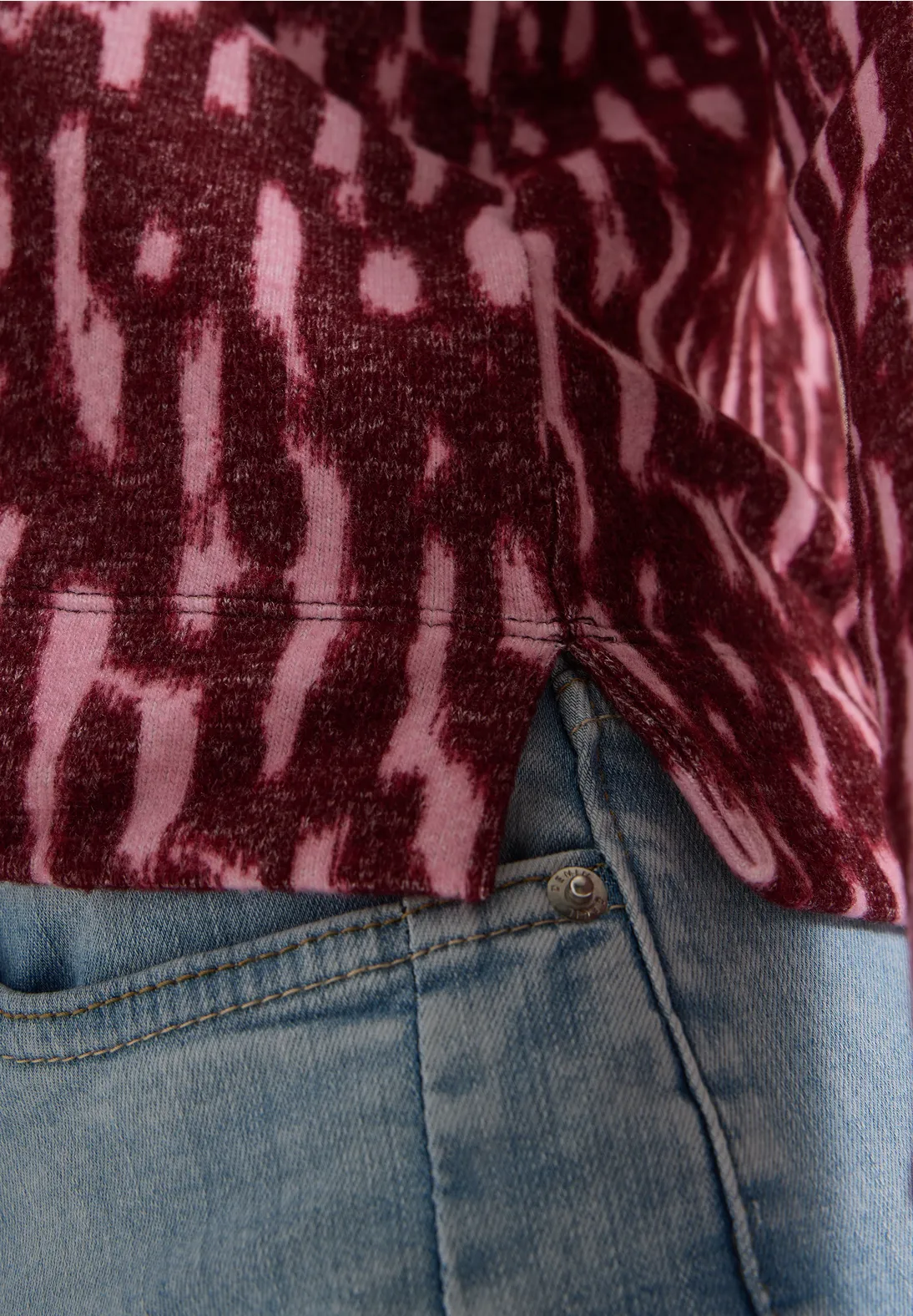 Cecil Longsleeve Shirt with Print - Red Wine Melange