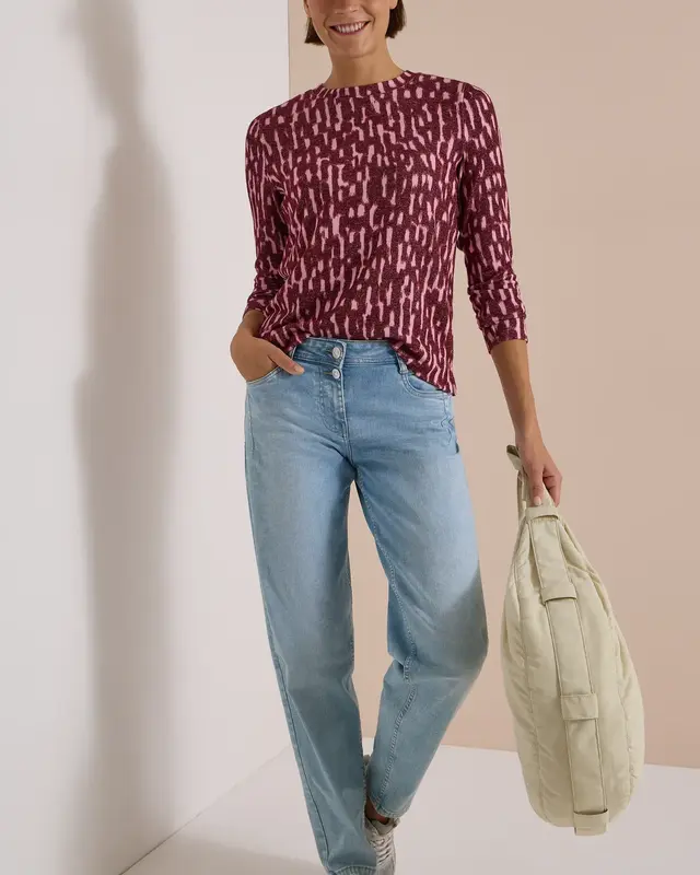 Cecil Shirt met Lange Mouwen - Red Wine Melange