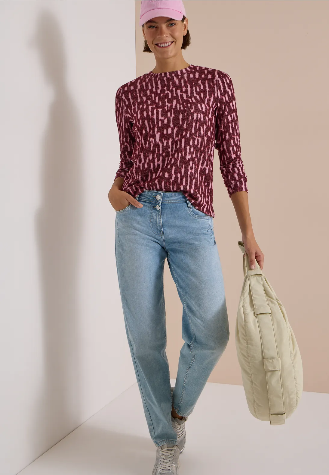 Cecil Shirt met Lange Mouwen - Red Wine Melange