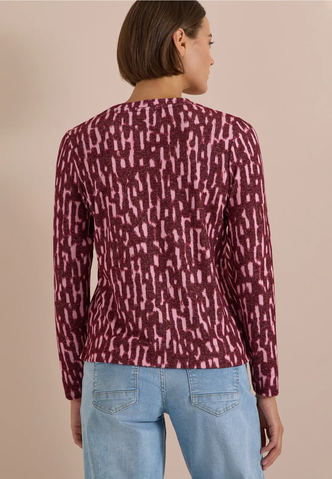 Cecil Langarm Shirt mit Print - Red Wine Melange