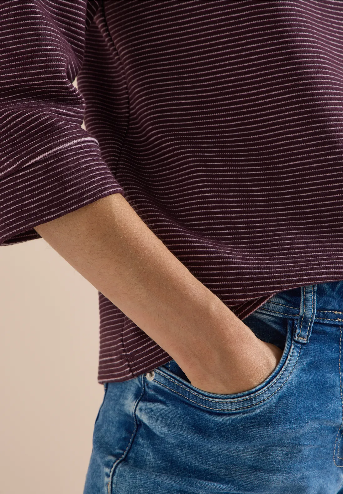 Cecil Tweekleurig Ottomaans Shirt - Berry Red