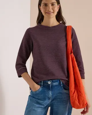 Cecil Two-Tone Ottoman Shirt - Berry Red