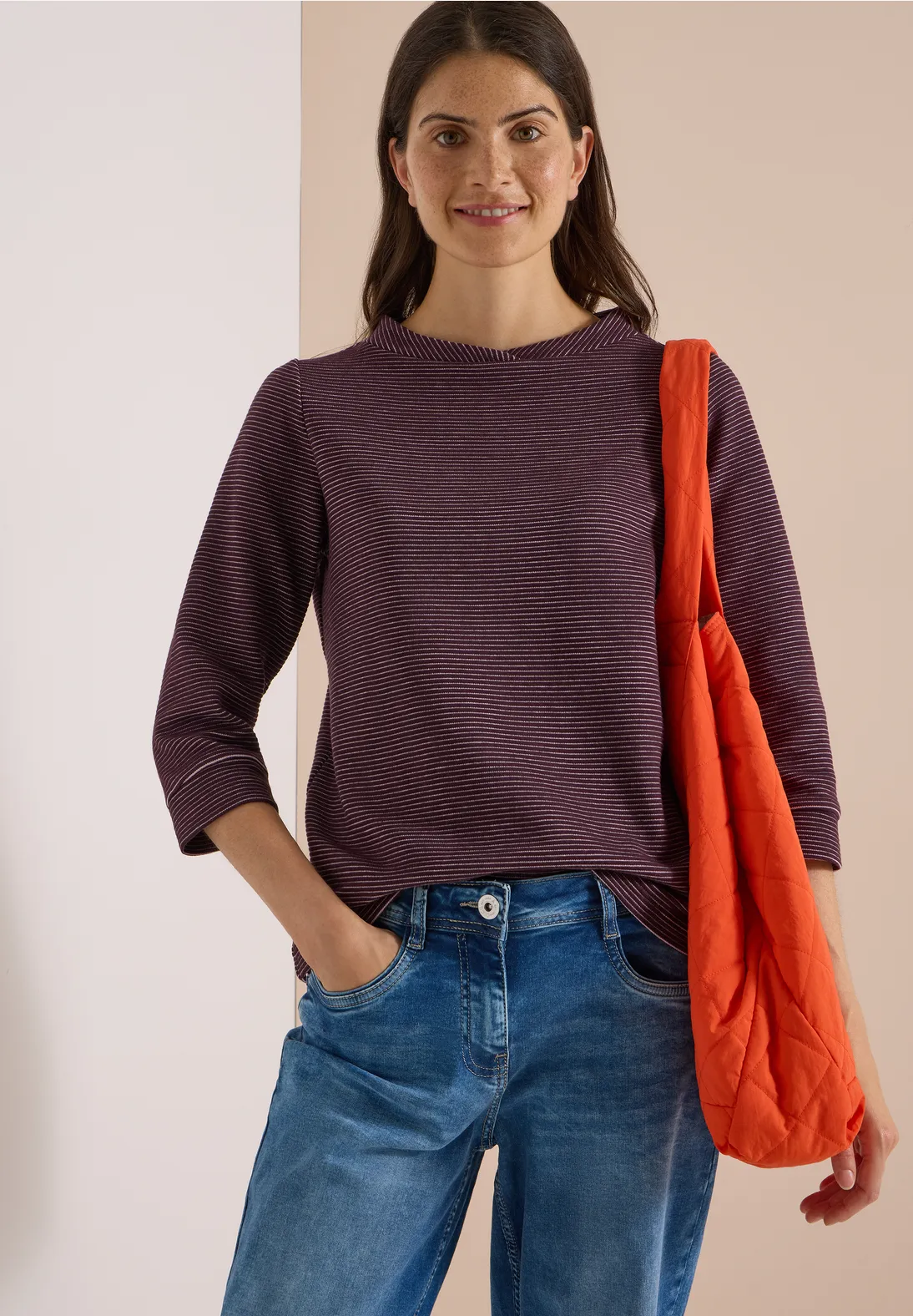 Cecil Tweekleurig Ottomaans Shirt - Berry Red
