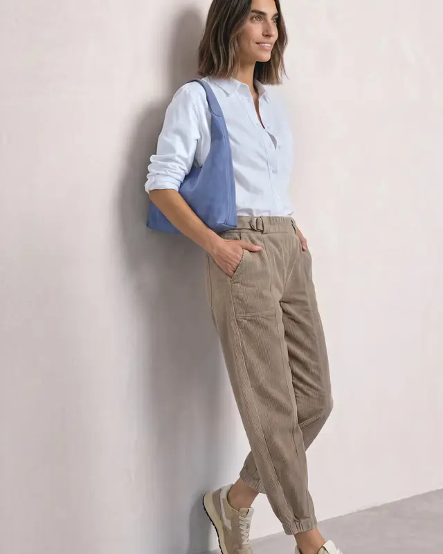 Street One High Waist Barrel Broek Karlie - Sanded Amber