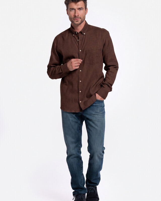 Giordano Overhemd Button-Down - Chocolate Brown