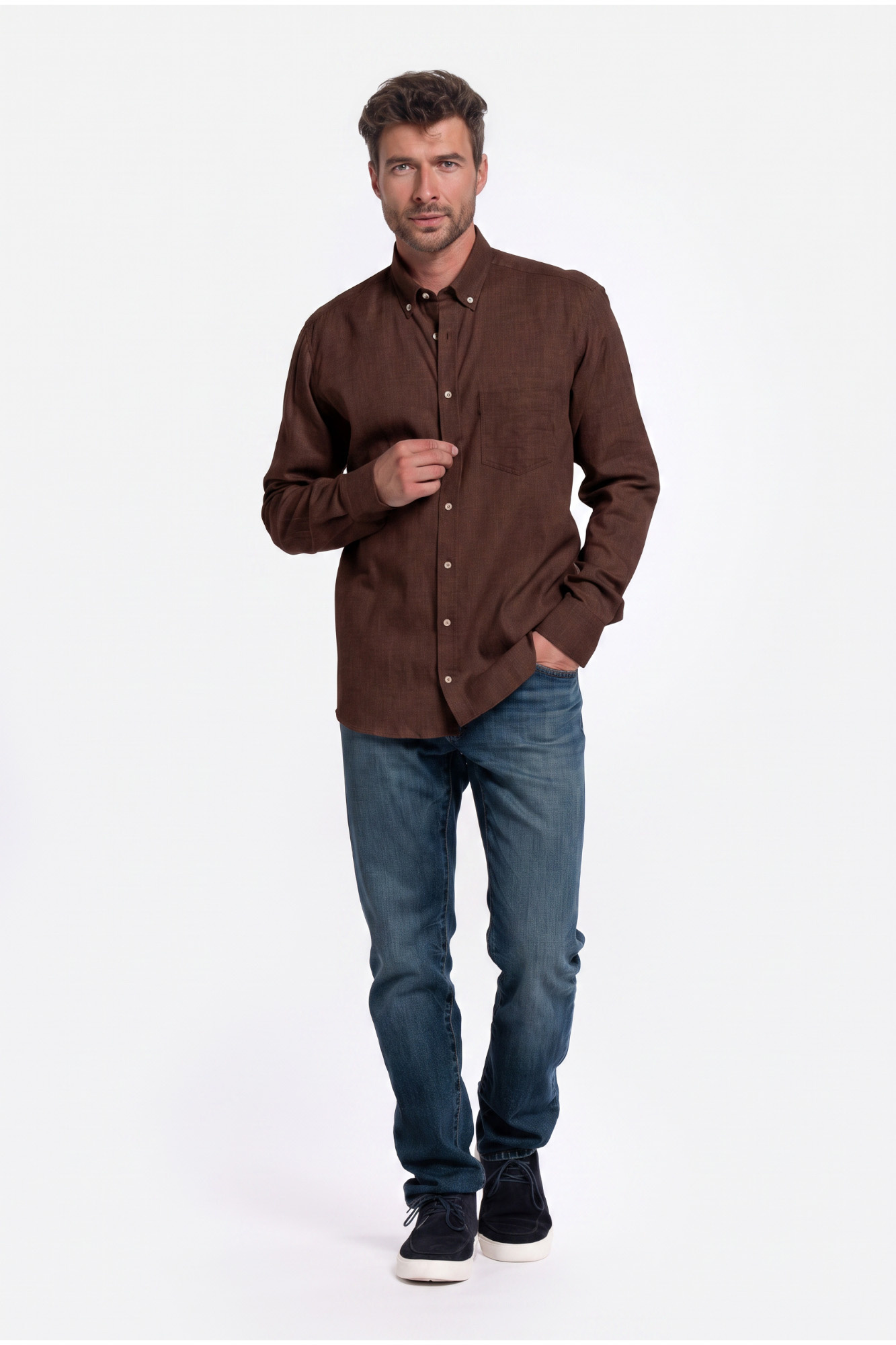 Giordano Overhemd Button-Down - Chocolate Brown