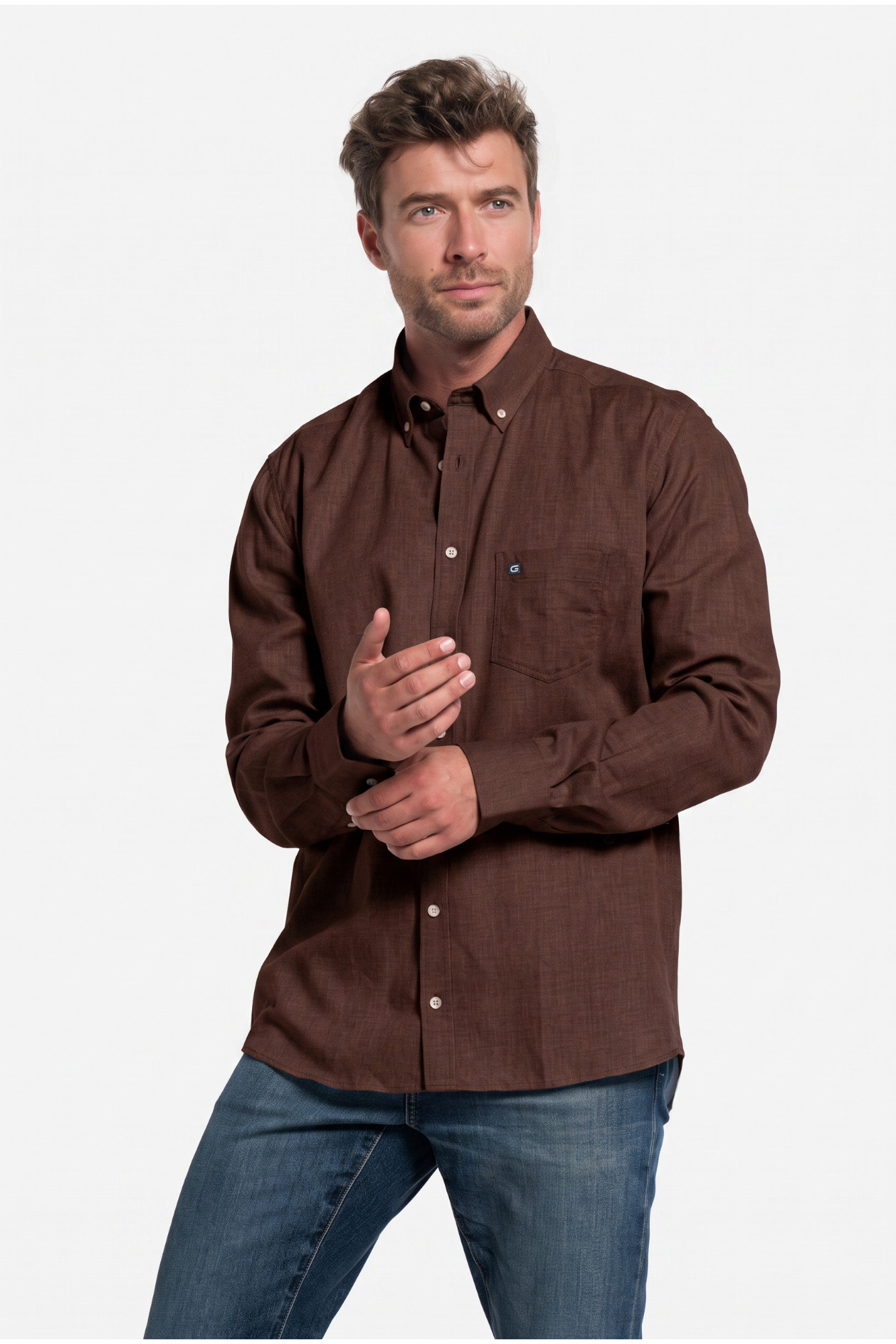 Giordano Hemd Button-Down - Chocolate Brown