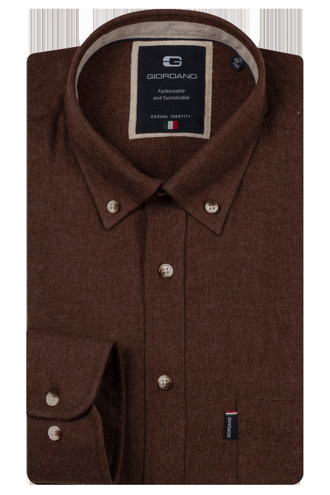 Giordano Overhemd Button-Down - Chocolate Brown