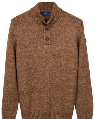 Baileys Zip/Button Trui - Deep Sand