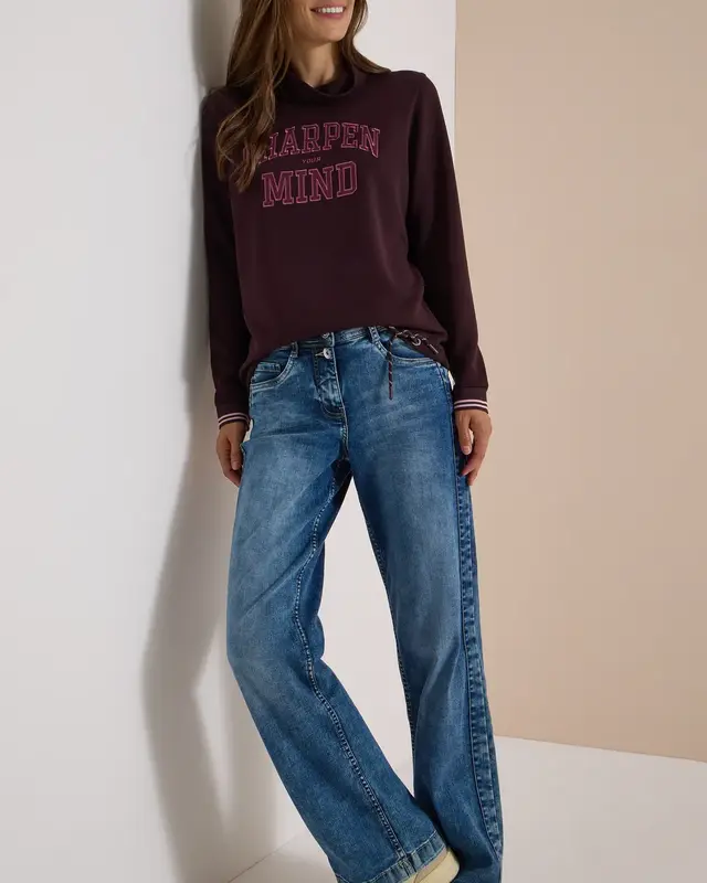 Cecil Shirt met Opstaande Kraag - Berry Red