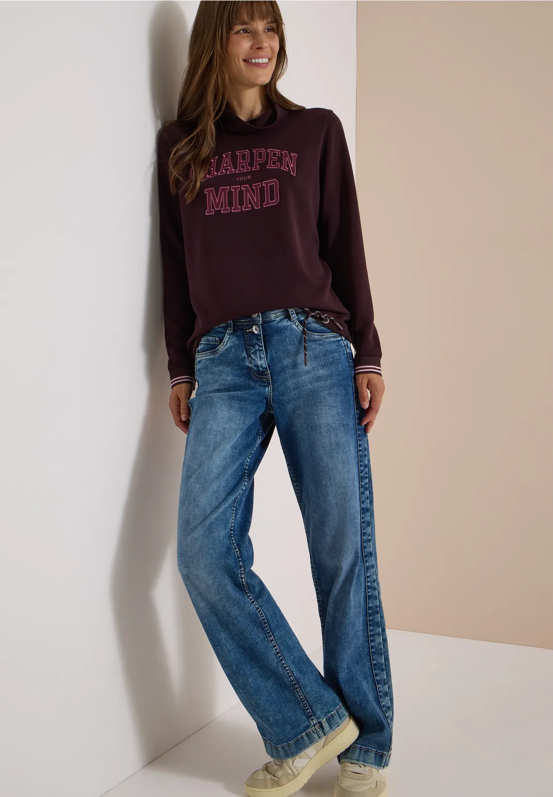 Cecil Shirt met Opstaande Kraag - Berry Red