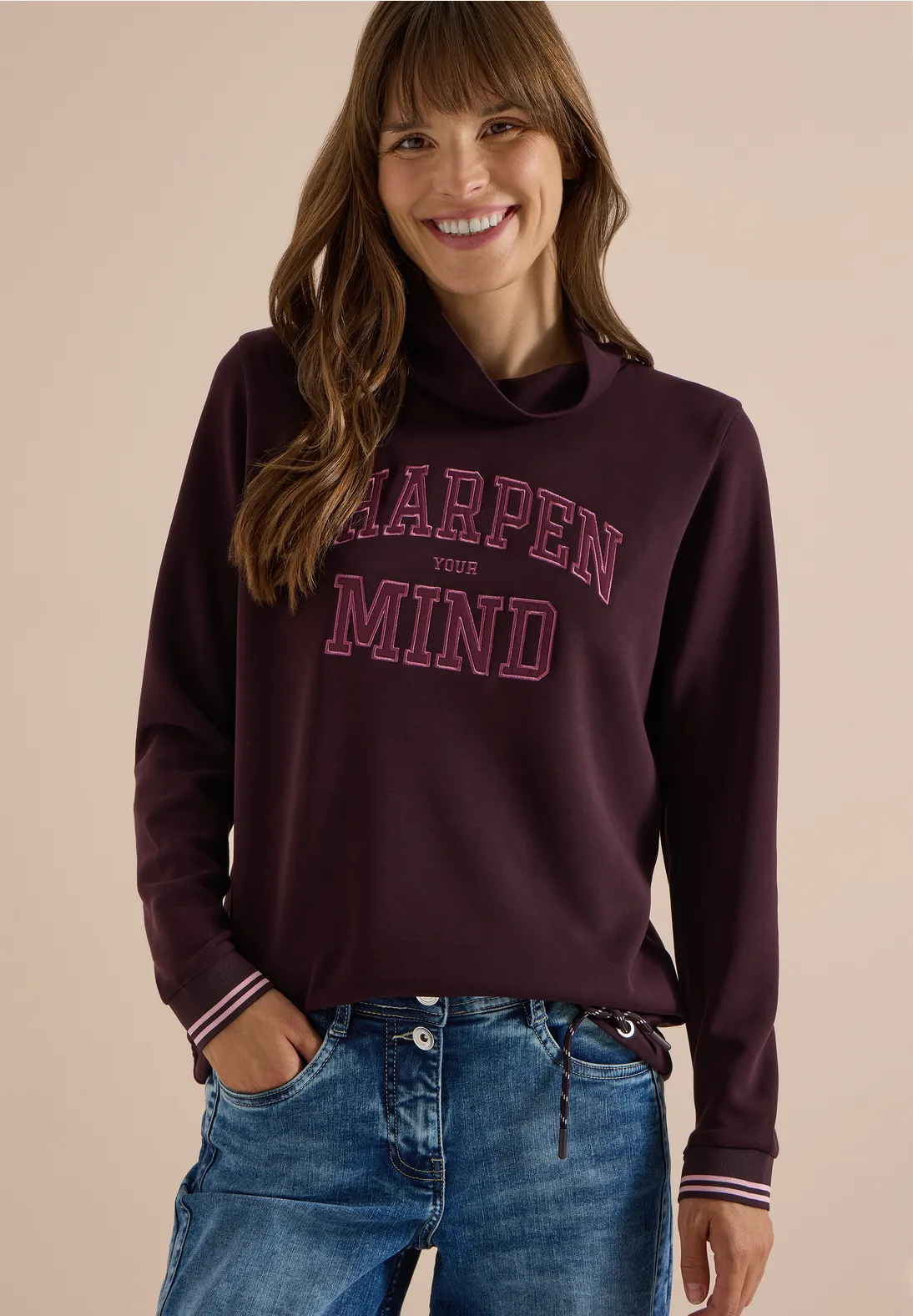Cecil Shirt mit Stehkragen - Berry Red