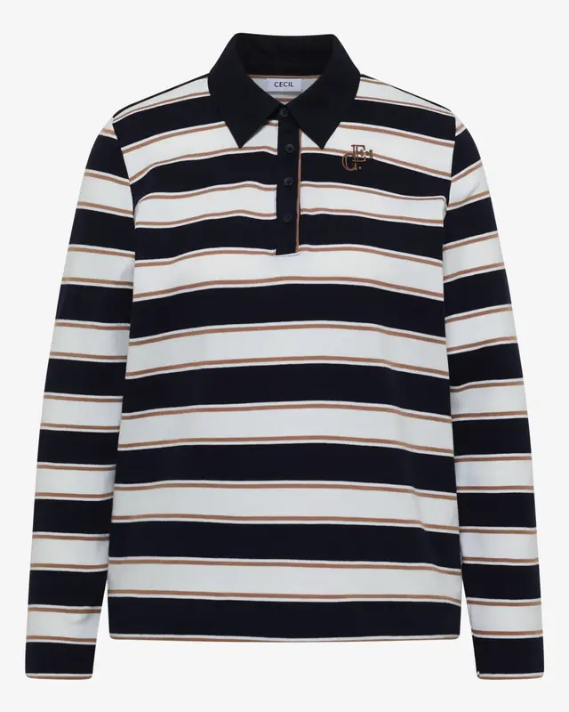 Cecil Polo met Lange Mouwen - Urban Dark Blue
