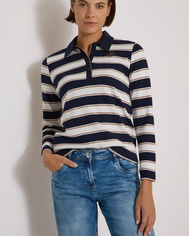Cecil Polo met Lange Mouwen - Urban Dark Blue