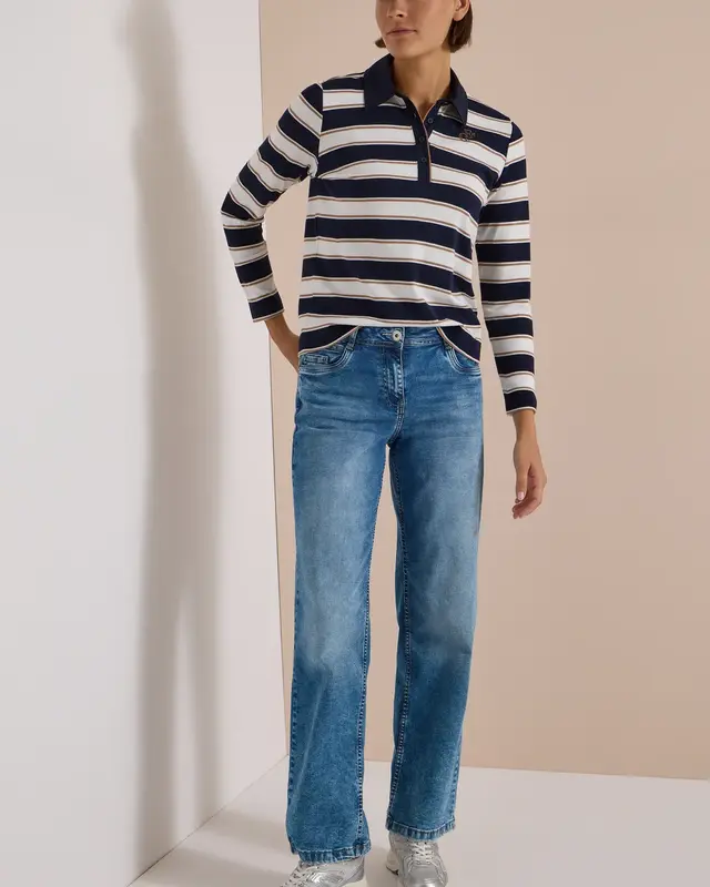 Cecil Polo met Lange Mouwen - Urban Dark Blue