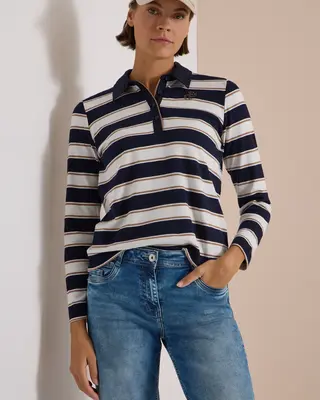 Cecil Langarm Polo - Urban Dark Blue