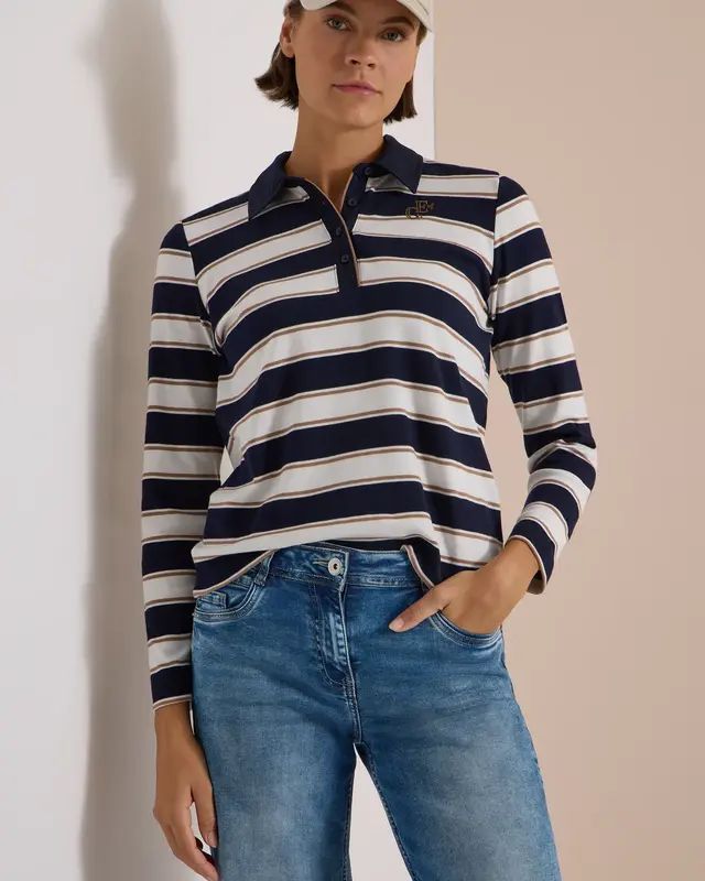 Cecil Langarm Polo - Urban Dark Blue
