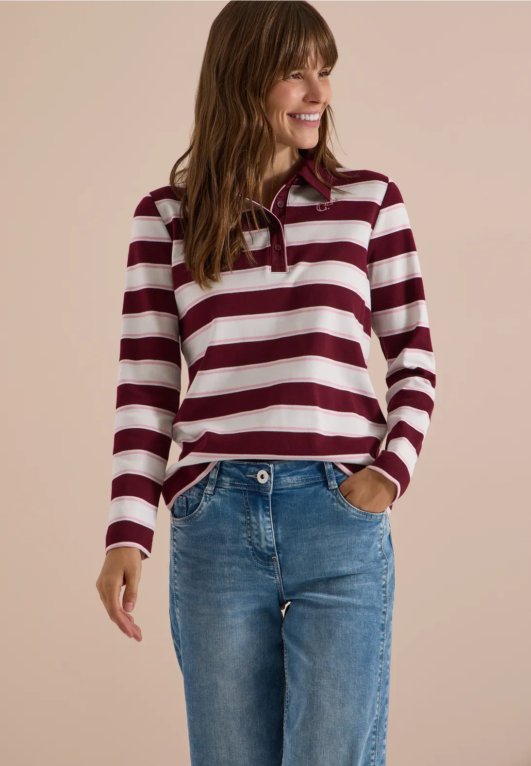 Cecil Langarm Polo - Red Wine