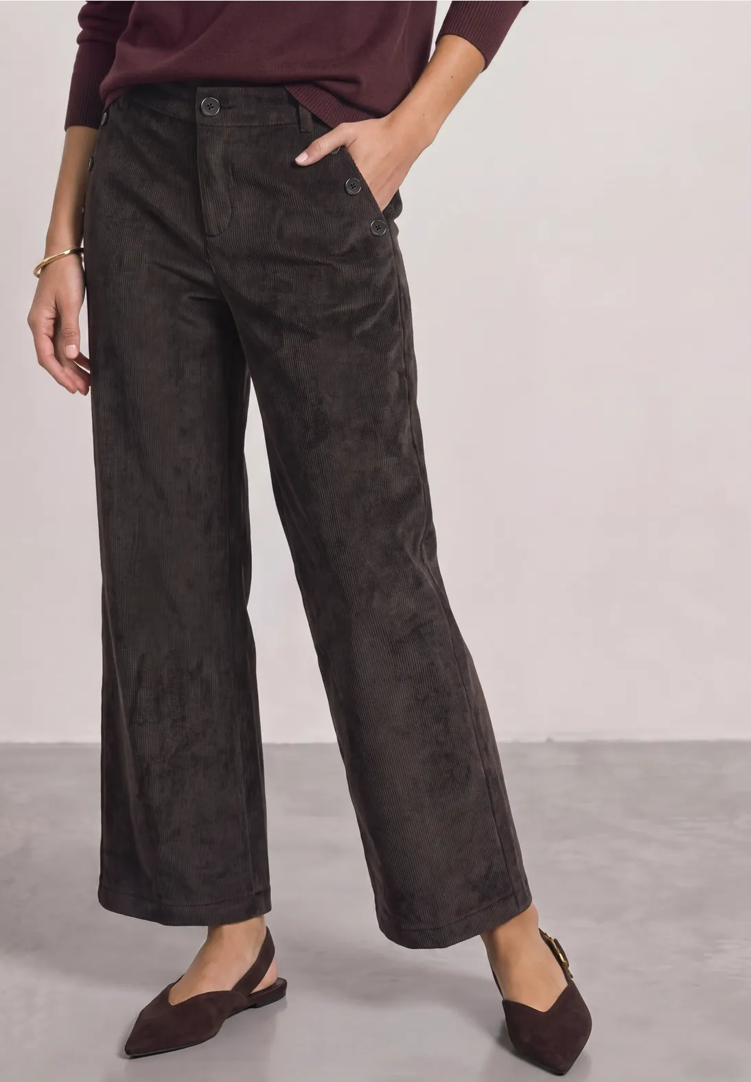 Street One Straight Leg Pants Amalia - Black Coffee