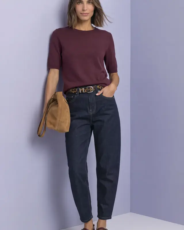 Street One Kurzarm Pullover - Rustic Rouge