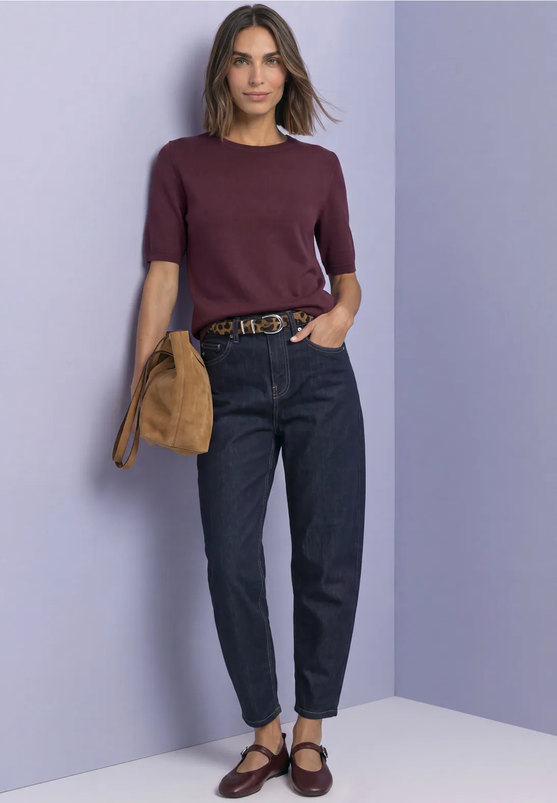 Street One Kurzarm Pullover - Rustic Rouge