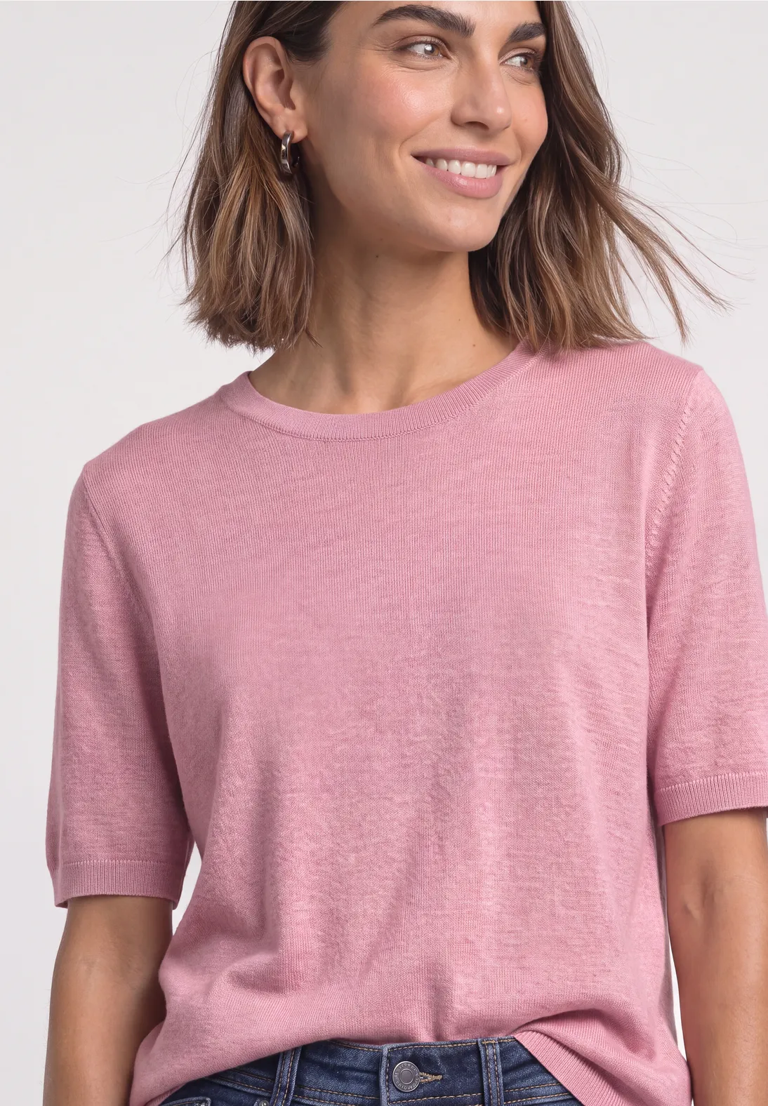 Street One Kurzarm Pullover - Vintage Blush Melange