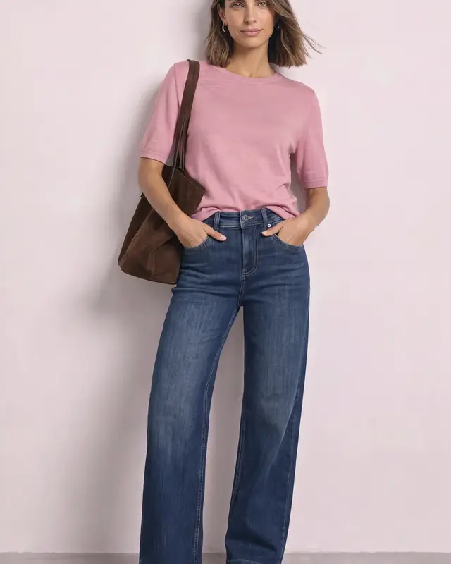 Street One Kurzarm Pullover - Vintage Blush Melange