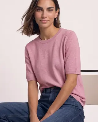 Street One Kurzarm Pullover - Vintage Blush Melange