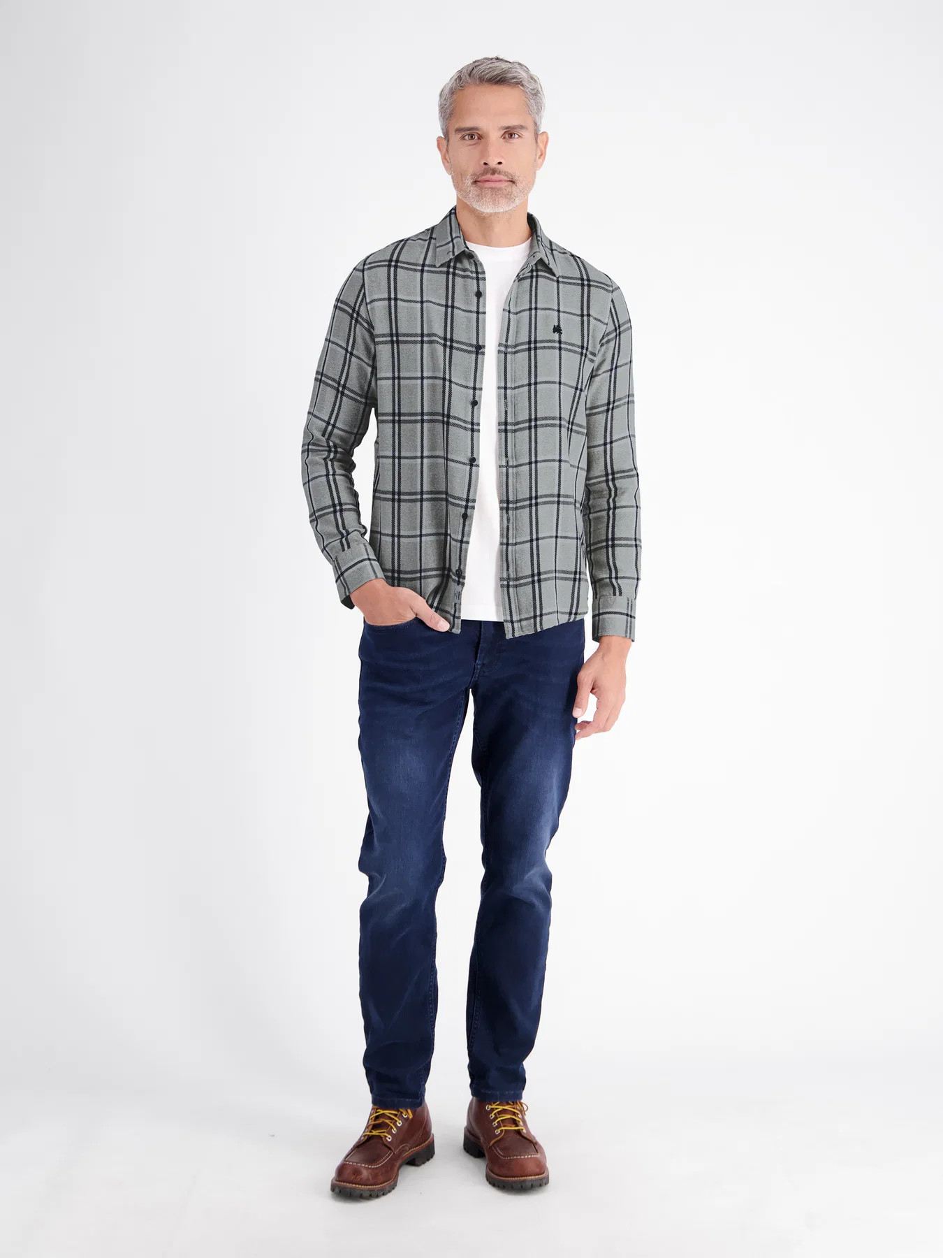 Lerros Casual Check Shirt - Cedar Green