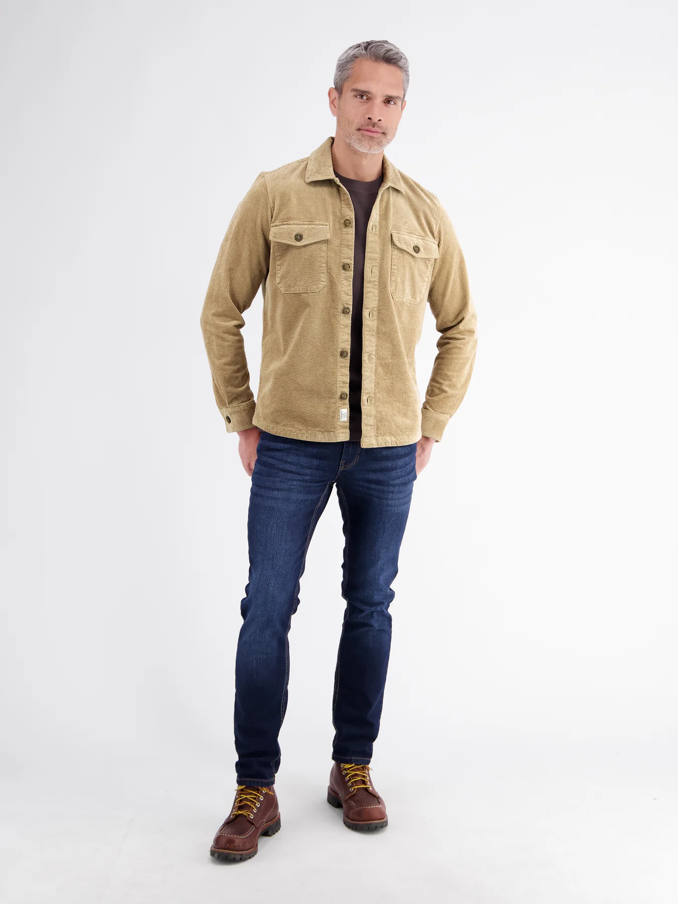 Lerros Corduroy Overhemd met Stretch - Gravel Beige
