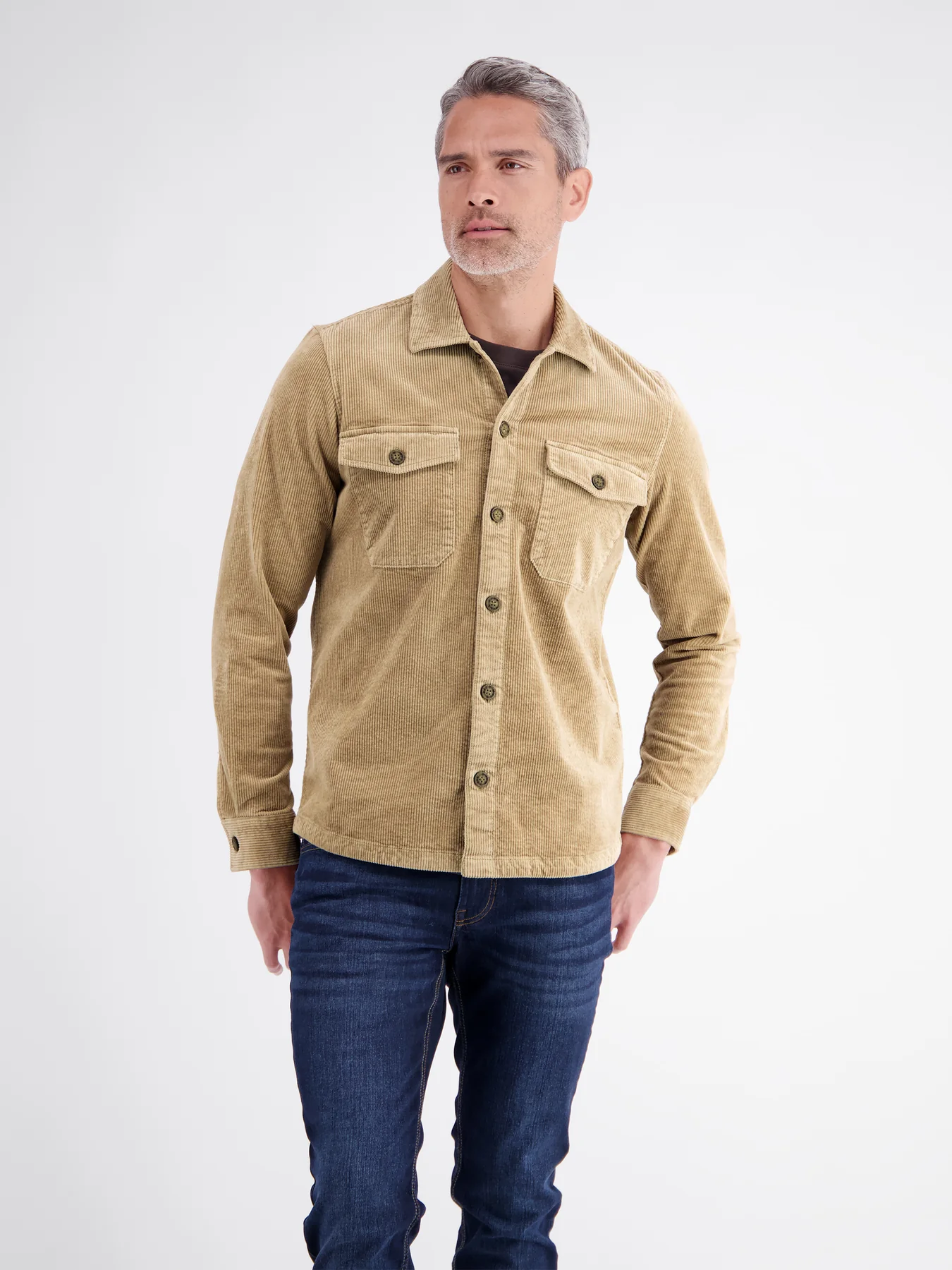 Lerros Corduroy Overhemd met Stretch - Gravel Beige