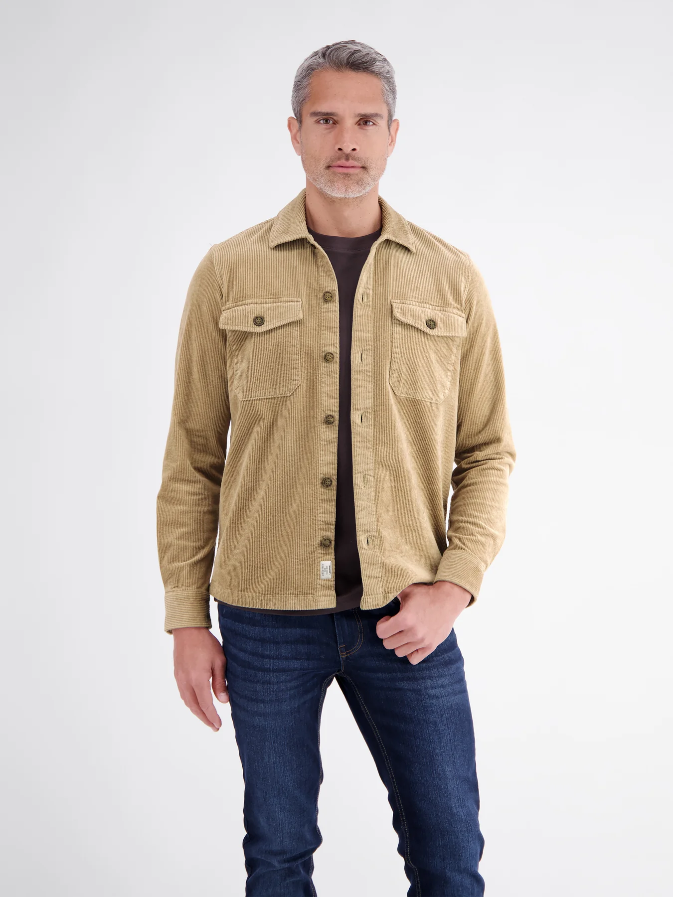Lerros Corduroy Overhemd met Stretch - Gravel Beige