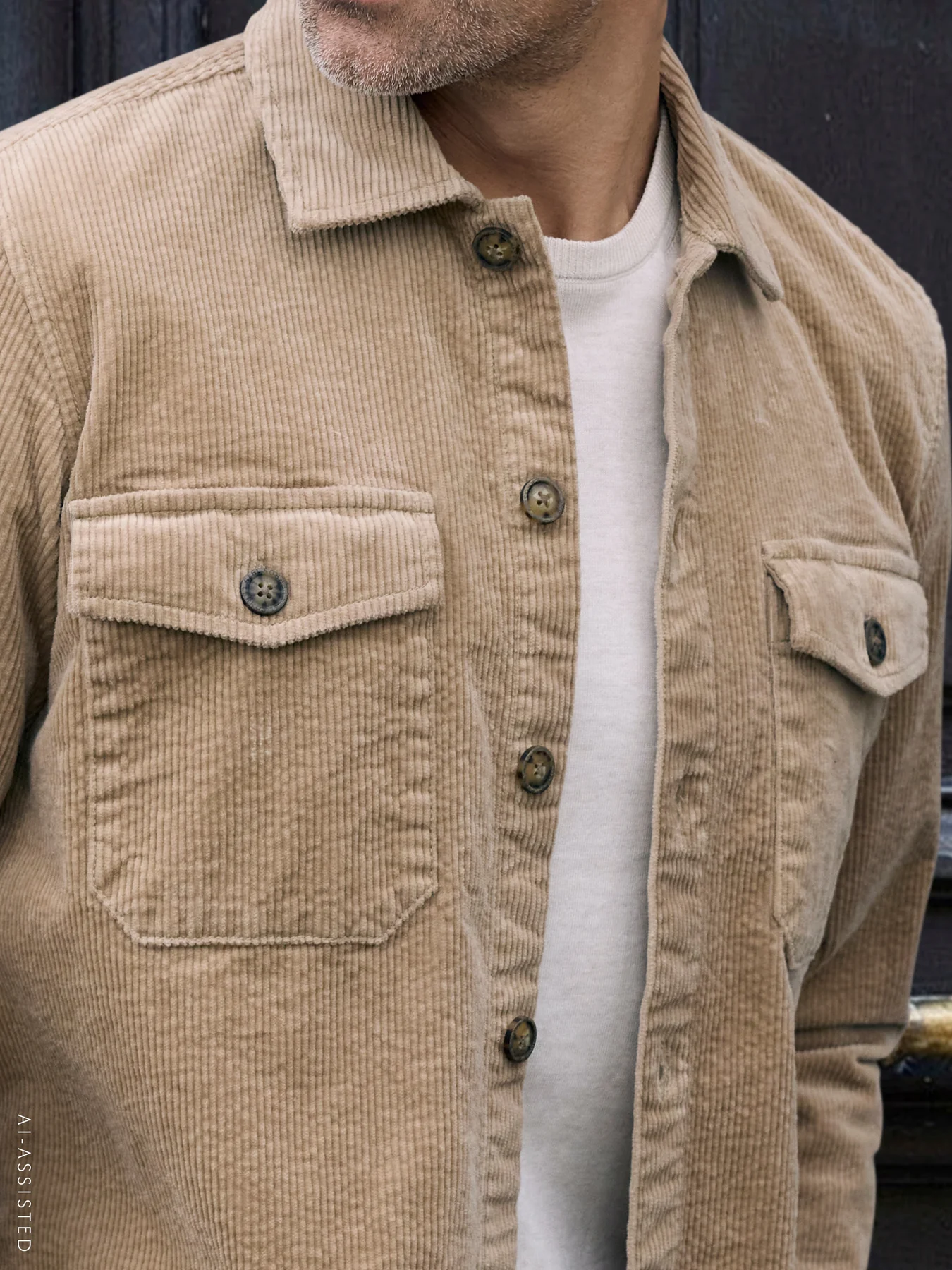 Lerros Corduroy Overhemd met Stretch - Gravel Beige
