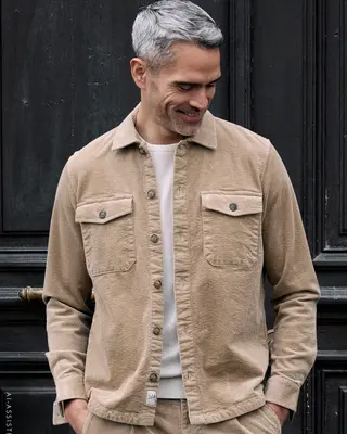 Lerros Corduroy Overhemd met Stretch - Gravel Beige